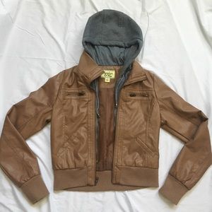 Leather Jacket with hoodie